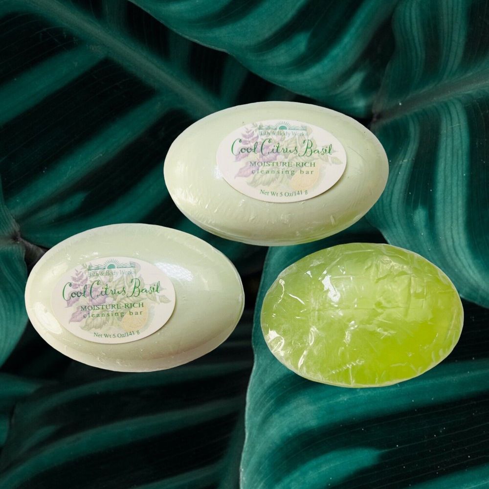 Bath & Body Works 3 COOL CITRUS BASIL 5 oz Cleansing and 4 oz Glycerin Bars NEW